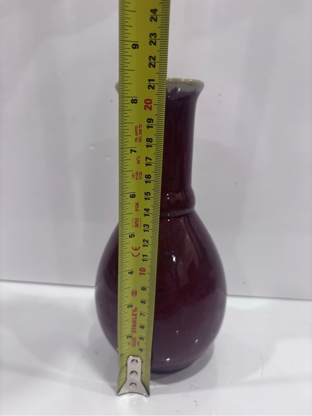 Bombay Company Burgundy Drip Glaze Ceramic Bud Vase – 8.5” Tall - Picture 5 of 6